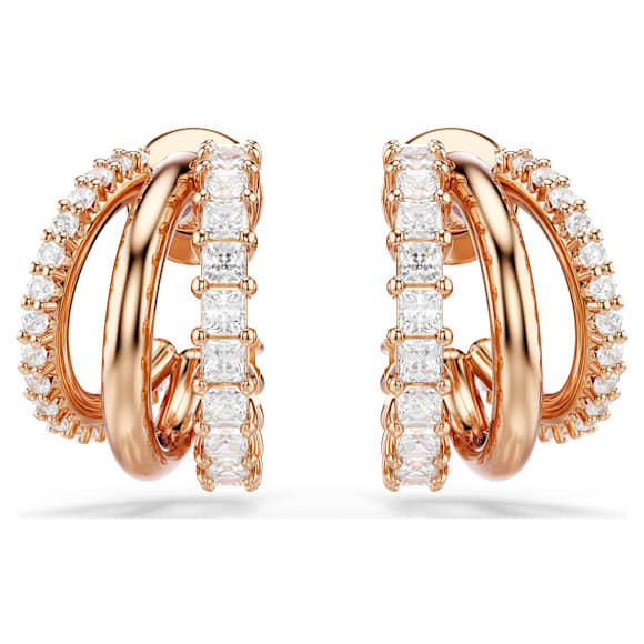 Hyperbola フープピアス, ミックスカット, ミニ, ホワイト, ローズゴールドトーン・プレーティング - Swarovski, 5698702