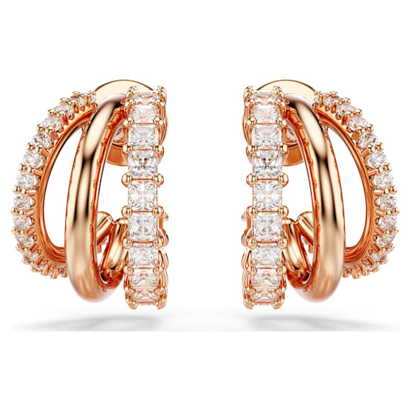 Hyperbola hoop earrings, Mixed cuts, Mini, White, Rose gold-tone plated - Swarovski, 5698702