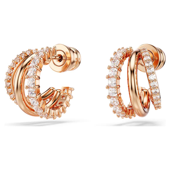 Hyperbola hoop earrings, Mixed cuts, Mini, White, Rose gold-tone plated - Swarovski, 5698702