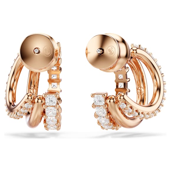 Hyperbola フープピアス, ミックスカット, ミニ, ホワイト, ローズゴールドトーン・プレーティング - Swarovski, 5698702