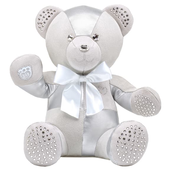 Build-A-Bear Birthstone Bear, Collectible featuring Swarovski® crystals, Teddy bear, April, Silver tone - Swarovski, 5698809