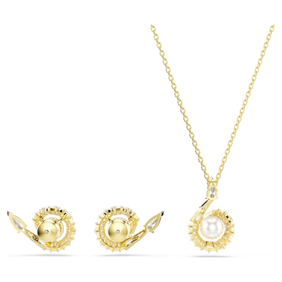 Snake set, Crystal pearl, Mixed cuts, Year of the Snake, White, 18K gold finish - Swarovski, 5698886