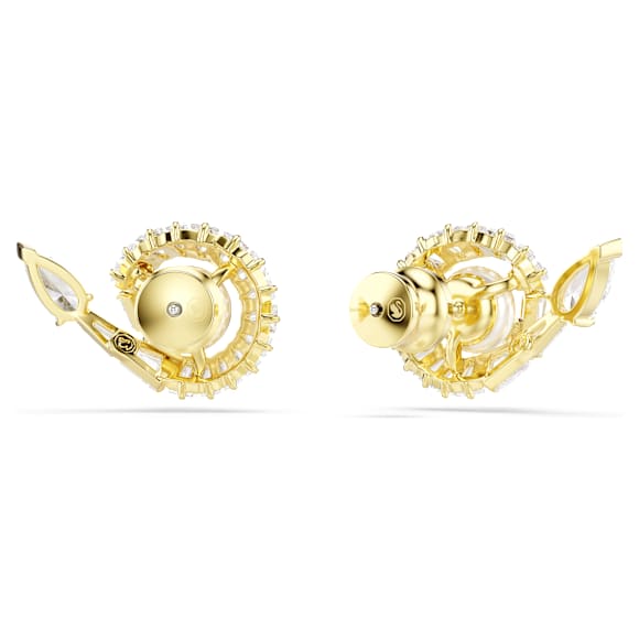 Snake stud earrings, Crystal pearl, Mixed cuts, Year of the Snake, White, 18K gold finish - Swarovski, 5698888