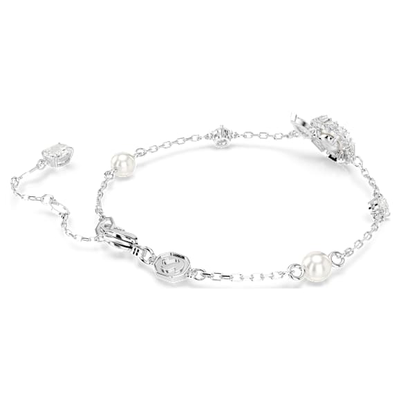 Snake bracelet, Crystal pearl, Mixed cuts, Year of the Snake, White, Rhodium plated - Swarovski, 5698889