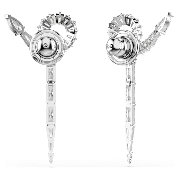 Snake drop earrings, Mixed cuts, Year of the Snake, White, Rhodium plated - Swarovski, 5698891