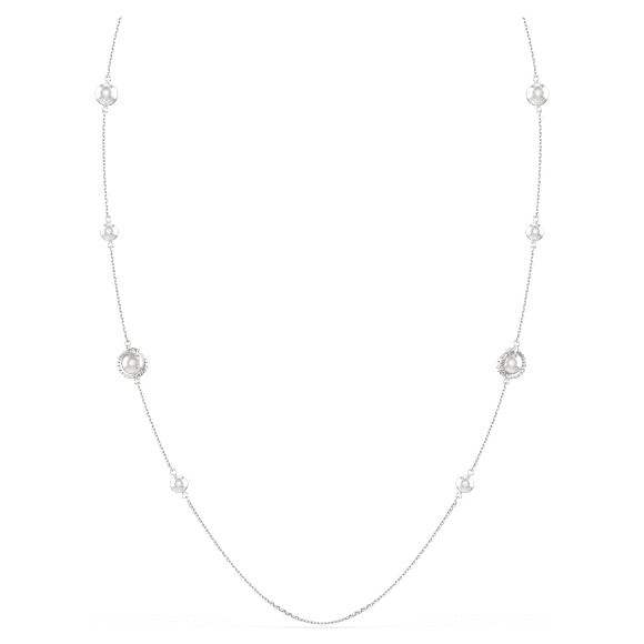 Snake 項鏈, 水晶珍珠, 混合式切割, 蛇年, 白色, 鍍白金色 - Swarovski, 5698893