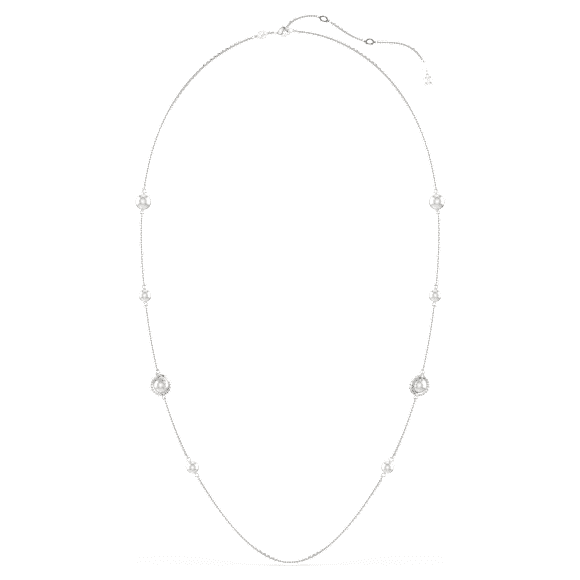 Μακρύ κολιέ Snake, Crystal pearl, Μείξη κοπών, Έτος του Φιδιού, Λευκό, Επιμετάλλωση ροδίου - Swarovski, 5698893