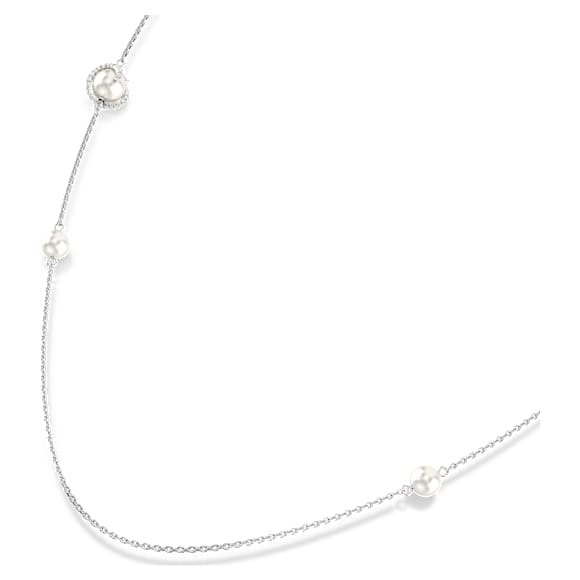 Μακρύ κολιέ Snake, Crystal pearl, Μείξη κοπών, Έτος του Φιδιού, Λευκό, Επιμετάλλωση ροδίου - Swarovski, 5698893