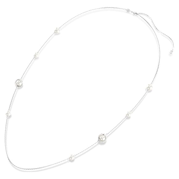 Μακρύ κολιέ Snake, Crystal pearl, Μείξη κοπών, Έτος του Φιδιού, Λευκό, Επιμετάλλωση ροδίου - Swarovski, 5698893