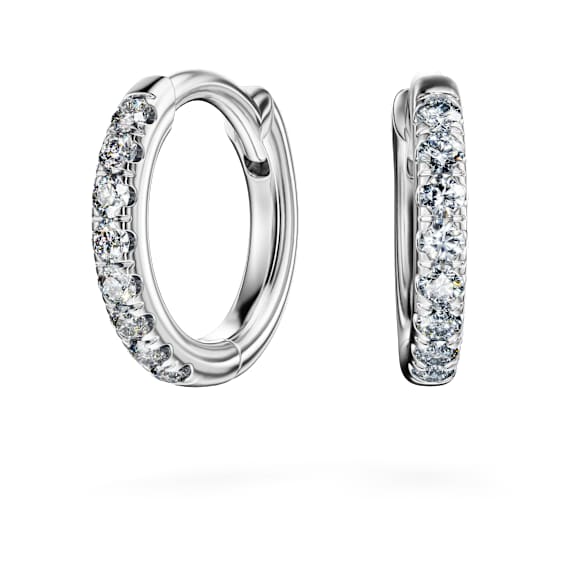 Eternity 大圈耳環, 總重 0.1 克拉培育鑽石, 圓形, 細碼, 14K 金（白色) - Swarovski, 5699029