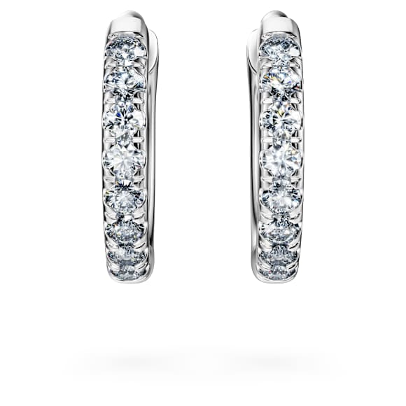 Eternity 大圈耳環, 總重 0.1 克拉培育鑽石, 圓形, 細碼, 14K 金（白色) - Swarovski, 5699029