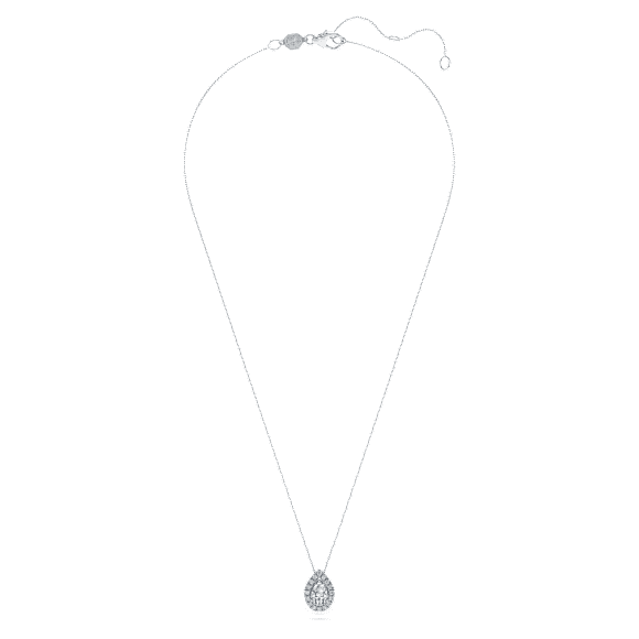 Eternity halo solitaire pendant, Lab-grown diamonds 1 ct tw, Pear shape, 14K white gold - Swarovski, 5699066