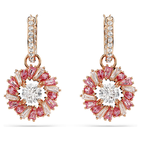 Idyllia 드롭 이어링, 믹스 컷, 꽃, 핑크, 로즈골드 톤 플래팅 - Swarovski, 5699085