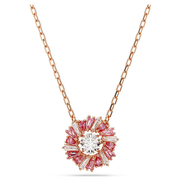 Idyllia 펜던트, 믹스 컷, 꽃, 핑크, 로즈골드 톤 플래팅 - Swarovski, 5699086