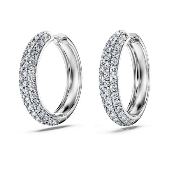 Brincos argola Eternity, Diamantes criados em laboratório 2 ct tw, Modelo redondo, Ouro branco de 18 quilates - Swarovski, 5699134