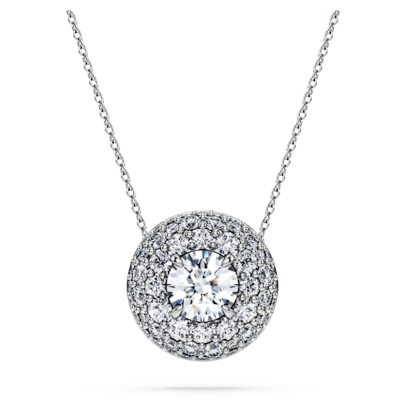 Pendentif solitaire halo Eternity, Diamants de synthèse 2 ct tw, Forme ronde, Or blanc 18 carats - Swarovski, 5699182