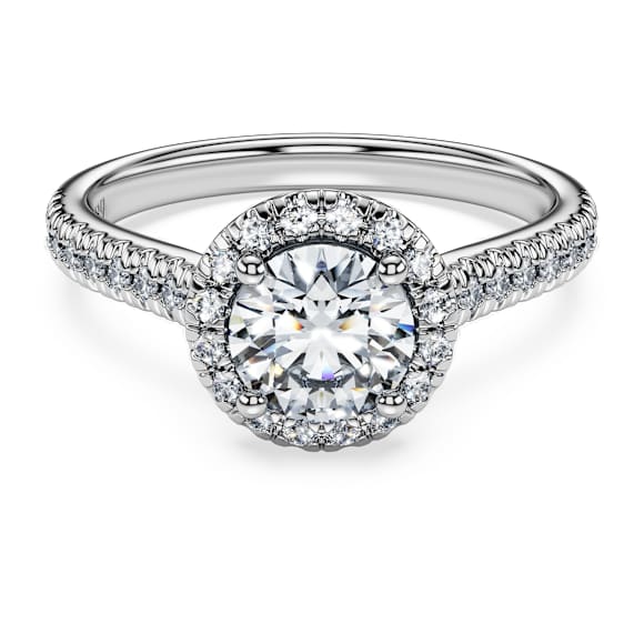 Bague solitaire halo Eternity, Diamants de synthèse 1,33 ct tw, Forme ronde, Or blanc 18 carats - Swarovski, 5699187
