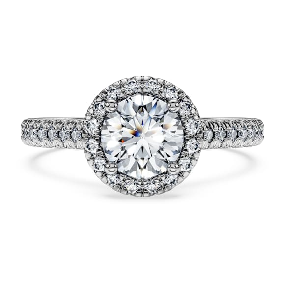 Solitérní prsten s halo osazením Eternity, Laboratorně pěstované diamanty 1,33 ct tw, Kulatý tvar, 18K bílé zlato - Swarovski, 5699189