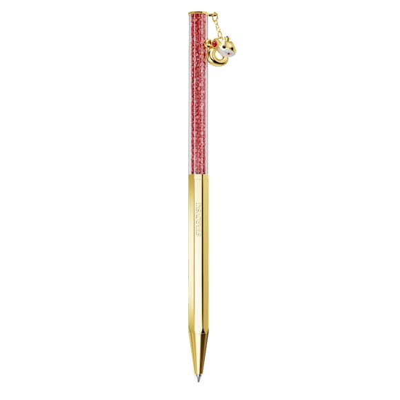 Crystalline Chinese New Year ballpoint pen, Octagon shape, Year of the snake, Red, Gold-tone plated - Swarovski, 5699334