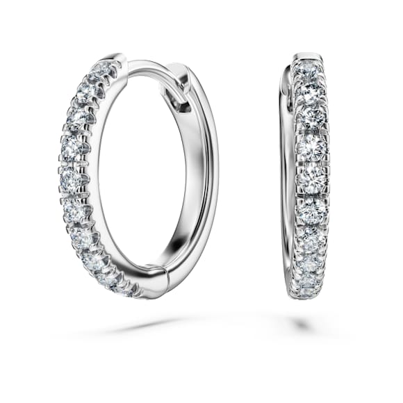 Eternity 大圈耳環, 總重 0.2 克拉培育鑽石, 圓形, 中碼, 18K 金（白色) - Swarovski, 5699555