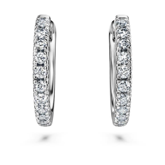 Eternity 大圈耳環, 總重 0.2 克拉培育鑽石, 圓形, 中碼, 18K 金（白色) - Swarovski, 5699555