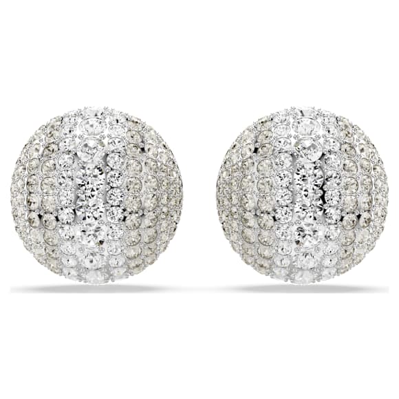 Sublima clip earrings, White, Rhodium plated - Swarovski, 5699563