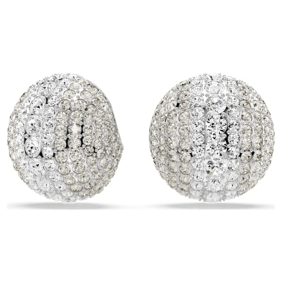 Sublima clip earrings, White, Rhodium plated - Swarovski, 5699563