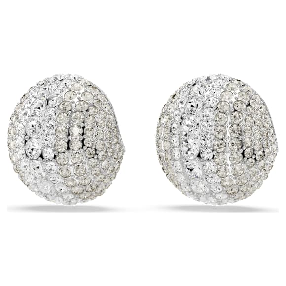 Sublima clip earrings, White, Rhodium plated - Swarovski, 5699563