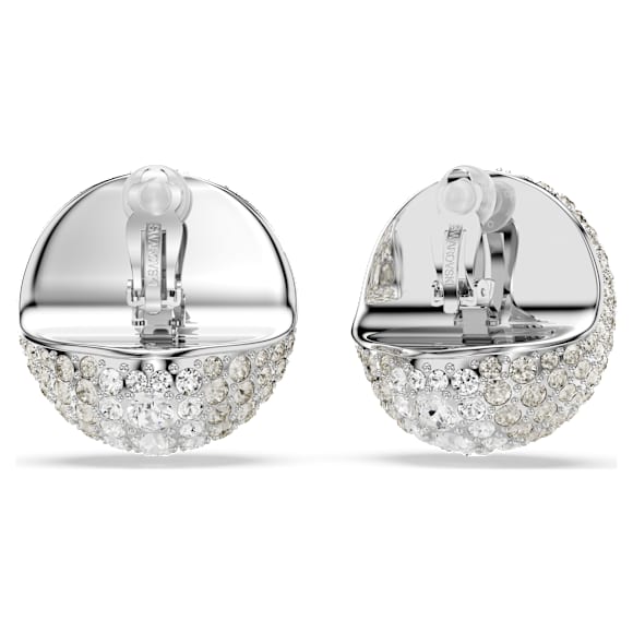 Sublima clip earrings, White, Rhodium plated - Swarovski, 5699563