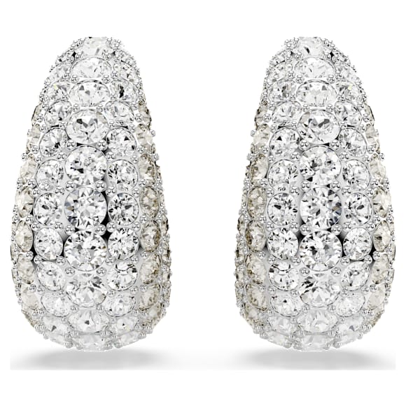 Sublima clip earrings, Round cut, Medium, White, Rhodium plated - Swarovski, 5699564