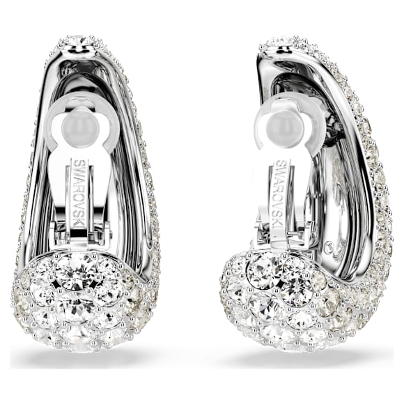 Sublima clip earrings, Round cut, Medium, White, Rhodium plated - Swarovski, 5699564