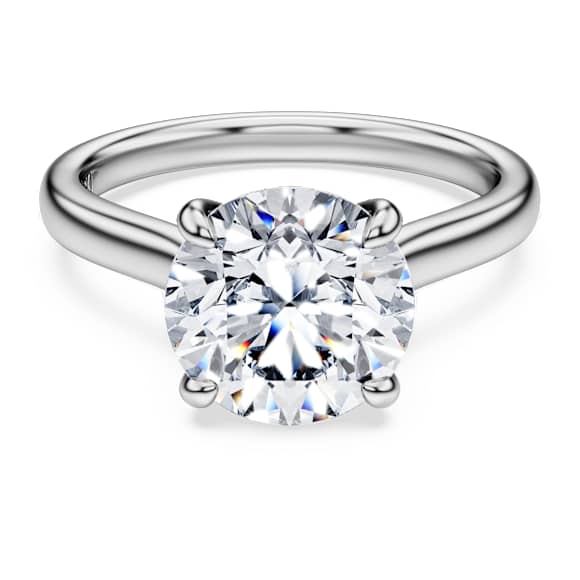 Eternity solitaire ring, Lab-grown diamonds 3 ct tw, Round shape, 18K white gold - Swarovski, 5699566
