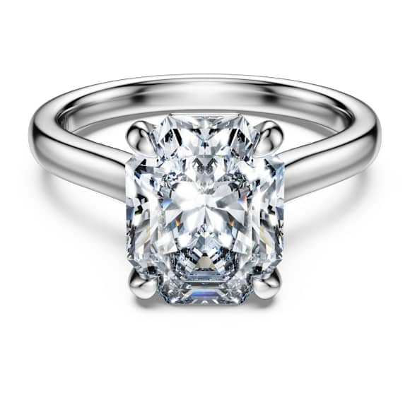 Eternity solitaire ring, Lab-grown diamonds 3 ct tw, Octagon shape, 18K white gold - Swarovski, 5699573