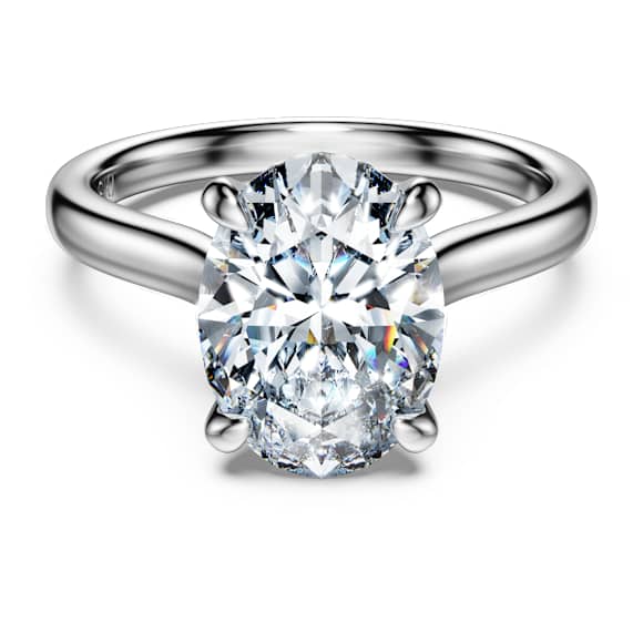 Eternity solitaire ring, Lab-grown diamonds 3 ct tw, Oval shape, 18K white gold - Swarovski, 5699594