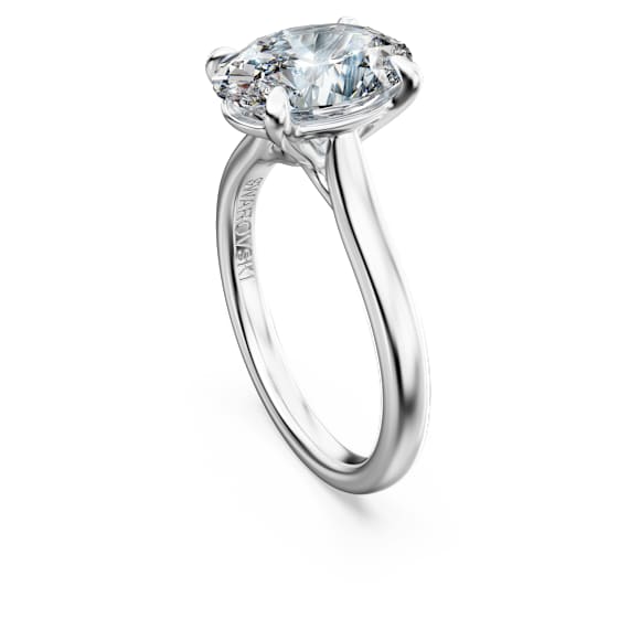 Eternity solitaire ring, Lab-grown diamonds 3 ct tw, Oval shape, 18K white gold - Swarovski, 5699594