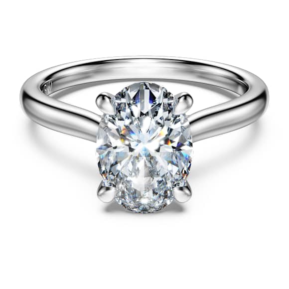 Eternity solitaire ring, Lab-grown diamonds 2 ct tw, Oval shape, 18K white gold - Swarovski, 5699600