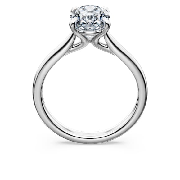 Eternity solitaire ring, Lab-grown diamonds 2 ct tw, Oval shape, 18K white gold - Swarovski, 5699600