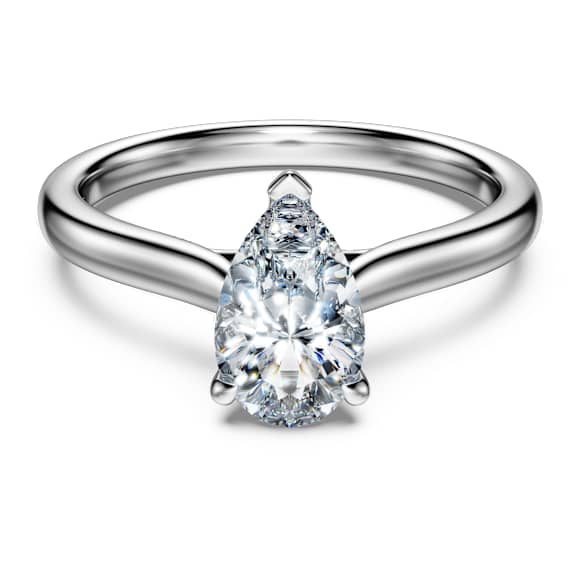 Eternity solitaire ring, Lab-grown diamonds 1 ct tw, Pear shape, 18K white gold - Swarovski, 5699612