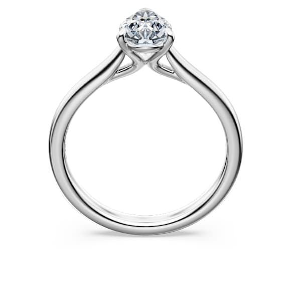 Eternity solitaire ring, Lab-grown diamonds 1 ct tw, Pear shape, 18K white gold - Swarovski, 5699612