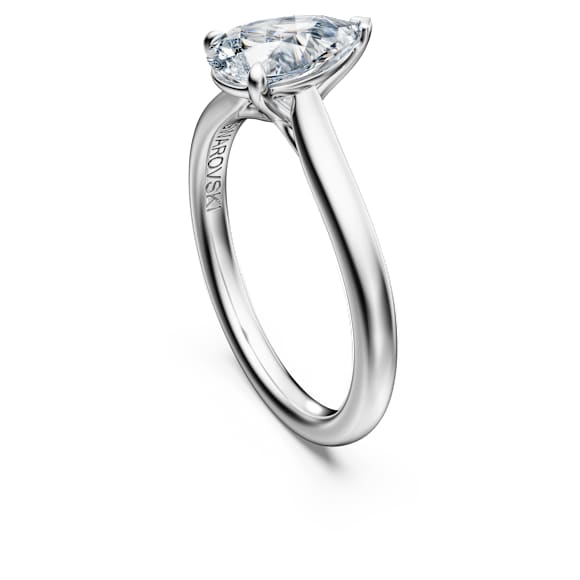 Eternity solitaire ring, Lab-grown diamonds 1 ct tw, Pear shape, 18K white gold - Swarovski, 5699617