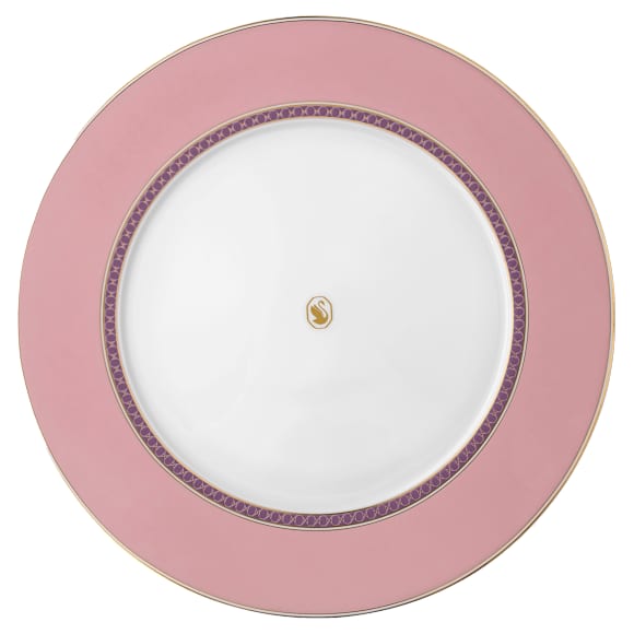 Plato llano Signum, Porcelana, Rosa - Swarovski, 5699987