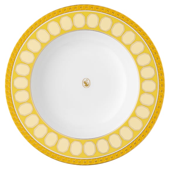 Signum soup plate, Porcelain, Yellow - Swarovski, 5699991