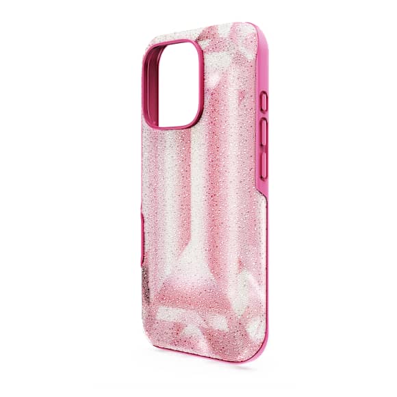 High smartphone case, Crystal print motif, iPhone® 16 Pro, Pink