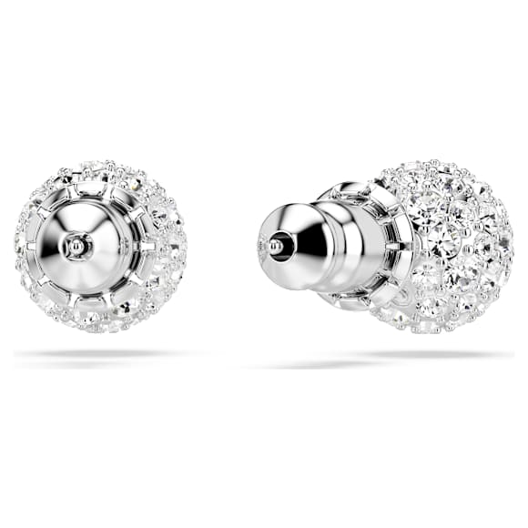 Dextera stud earrings, Round cut, Sphere, White, Rhodium plated - Swarovski, 5700290
