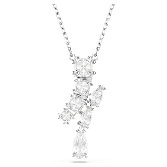Matrix pendant, Mixed cuts, White, Rhodium plated - Swarovski, 5700420