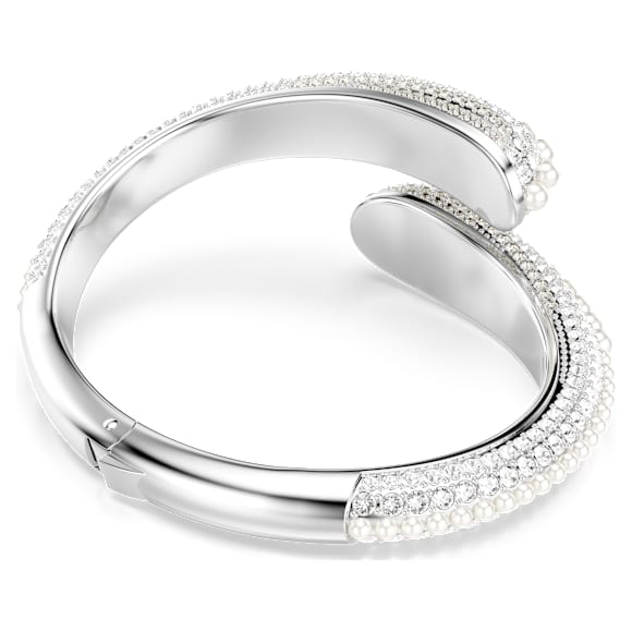 Bransoletka typu mankiet Sublima, Kryształowa Perła, Szlif okrągły, Biała, Powłoka z rodu - Swarovski, 5700924
