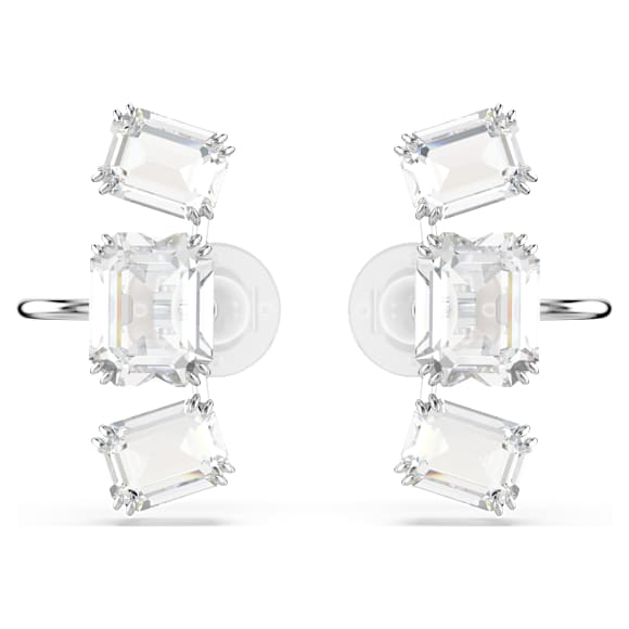 Millenia クリップイヤリング, オクタゴンカット, ホワイト, ロジウム・プレーティング - Swarovski, 5701274