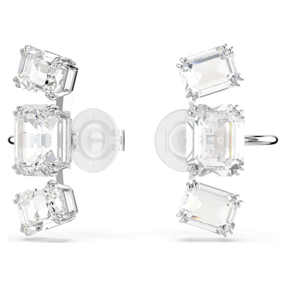 Millenia Ohrclips, Oktagon-Schliff, Weiß, Rhodiniert - Swarovski, 5701274