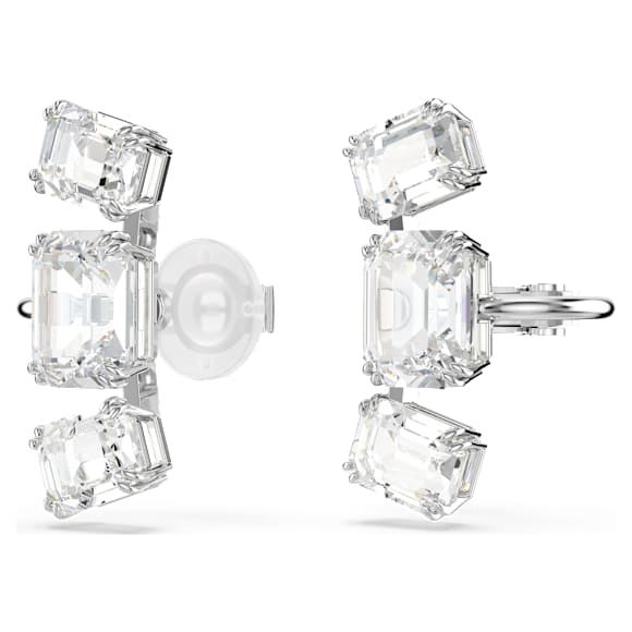 Millenia Ohrclips, Oktagon-Schliff, Weiß, Rhodiniert - Swarovski, 5701274