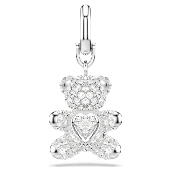 Symbolica charm, Bear, White, Rhodium plated - Swarovski, 5701277